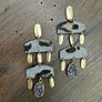 Faux pony hair leopard geometric earrings with druzy - gold - Renee Piatt Collection
