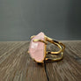 Freeform rose quartz ring - gold tone - Renee Piatt Collection