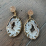 Geode druzy combo earring - gold - Renee Piatt Collection