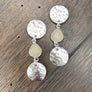 Hammered coin and druzy drop earrings - silver - Renee Piatt Collection