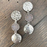 Hammered coin and druzy drop earrings - silver - Renee Piatt Collection