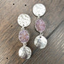 Hammered coin and druzy drop earrings - silver - Renee Piatt Collection