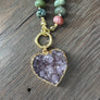 Hand - knotted fancy jasper necklace with druzy - gold - Renee Piatt Collection