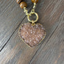 Hand - knotted gemstone necklace with druzy - gold - Renee Piatt Collection