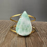 Polished Larimar Cuff Bracelet - Gold Tone