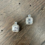 Asscher Cut with CZ Halo stud Earring - silver, gold