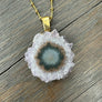 Crystal flower Necklace - Gold Tone