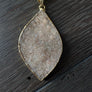 Druzy leaf on gold tone wheat chain - gold