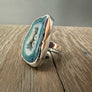 Polished Agate Slice with gemstone ring - sterling silver