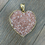 XL Druzy heart "Wrap and Toggle" necklace - gold