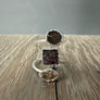 Triple Geometric Druzy Ring - Sterling Silver