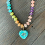 Multi Gemstone Amazonite heart Necklace - gold