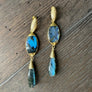 Double labradorite earring - brushed gold