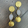 Hammered coin and druzy drop earrings - gold