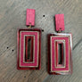 Wood and acetate window earring - gold