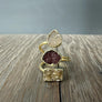Triple Geometric Druzy Ring - Gold Tone