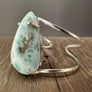 Polished Larimar Cuff Bracelet- silver tone