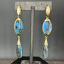 Double labradorite earring - brushed gold
