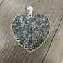 XL Druzy heart "Wrap and Toggle" necklace - silver