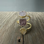 Triple Geometric Druzy Ring - Gold Tone
