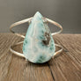 Polished Larimar Cuff Bracelet- silver tone