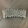 Beaded bar stretch bracelet - antique silver