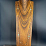 Long beaded gemstone necklace - gold tone