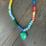 Multi Gemstone Malachite heart Necklace - gold