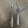 Textured metal accent earrings with druzy inserts - silver tone