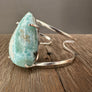 Polished Larimar Cuff Bracelet- silver tone