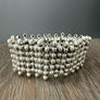 Beaded bar stretch bracelet - antique silver