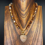 Chocolate agate gemstone necklace with druzy - gold