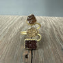 Triple Geometric Druzy Ring - Gold Tone