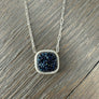 Bezel set coated druzy cushion necklace - Sterling Silver