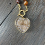 Chocolate agate gemstone necklace with druzy - gold