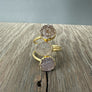 Triple Geometric Druzy Ring - Gold Tone