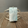 Polished Larimar Cuff Bracelet- silver tone