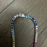Multi colored CZ Tennis Necklace - sterling silver