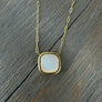 Bezel set coated druzy cushion necklace - Gold