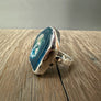 Polished Agate Slice with gemstone ring - sterling silver
