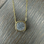 Bezel set coated druzy cushion necklace - Gold