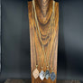 Druzy leaf on gold tone wheat chain - gold