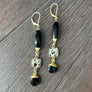 Onyx and dalmatian jasper earrings - gold