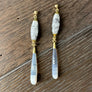 Agate and dendritic opal earring - gold