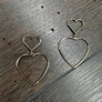 Double heart outline earring - silver, gold
