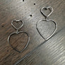 Double heart outline earring - silver, gold