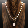 Wrap and toggle baroque pearl and rose quartz necklace