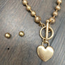 Ball chain heart toggle necklace - antique silver, antique gold