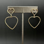 Double heart outline earring - silver, gold