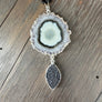 Jasper stalactite slice & druzy pendant - silver - Renee Piatt Collection
